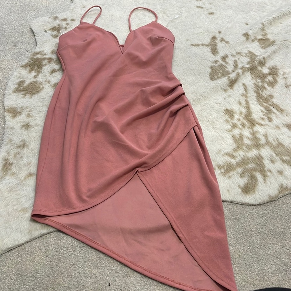 Asymmetrical body con dress